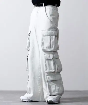 CLEL 3D 메니 포켓 데님 카고 팬츠