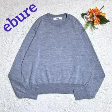 새상품급/에브르 실크 캐시미어 혼방 크루넥 니트 하이 게이지 그레이