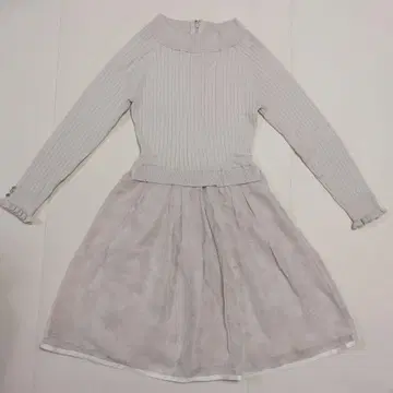 Rirandture 리브 편직 긴팔 플라워 원피스