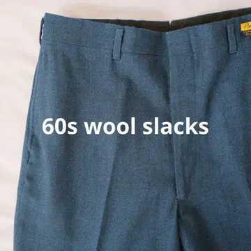 60s USA제 데드스탁 vintage 울 슬랙스 블루