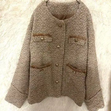 노카라 트위드 자켓 제나 에스파스 메르베유 골드 버튼 오버 사이즈