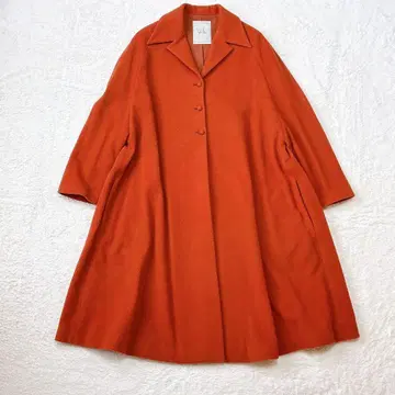 Sybilla 테라코타 오버 사이즈 코트 싸개 단추 루즈핏 울 혼방 고급