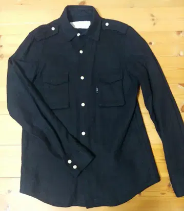 AKM 밀리터리 셔츠 블랙 마 혼방 린넨