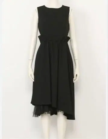 블랙 슬리브리스 플레어 원피스