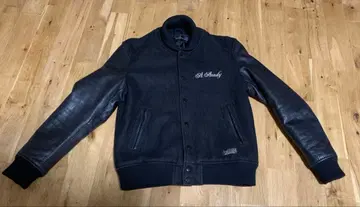 천연 가죽 레더 바시티 자켓 잭 로즈