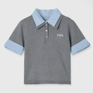 하프 슬리브 더블 칼라 니트 eimy