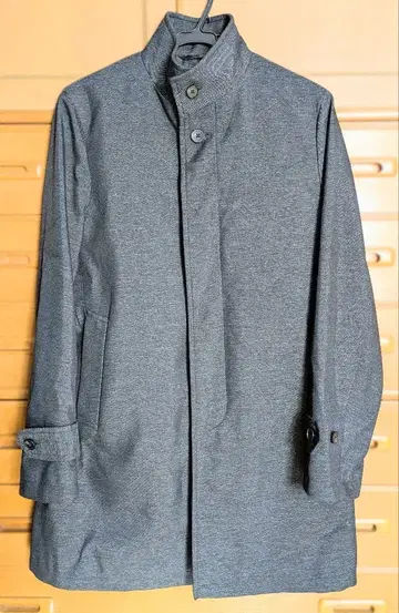 남성용 수트 컴퍼니 스탠드 카라 코트 그레이 라이너 포함