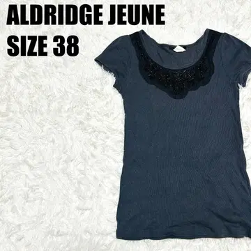 알드리지 준느 비즈 자수 리브 티셔츠 38 짙은 그레이 M [407]