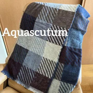 Aquascutum 아쿠아 스큐텀 울 숄 브라운~네이비 계열