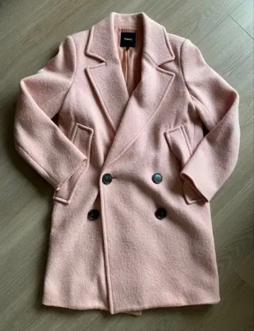 Theory 핑크 더블 브레스트 체스터 코트