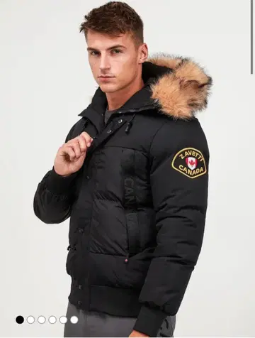 ZANETTI 블랙 다운 자켓 퍼 포함