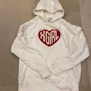 새상품급 X-GIRL 하트형 로고 후드티 화이트