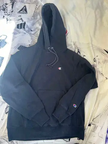 Champion reverse weave 블랙 후드티 us 구제 의류
