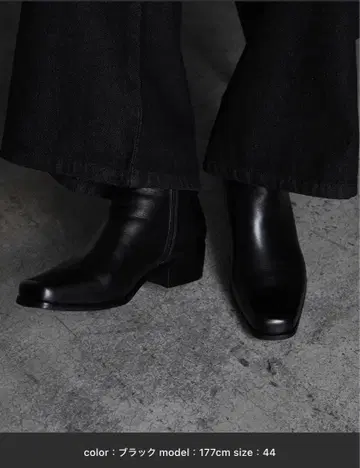 CALLNE 스퀘어토 리얼 가죽 힐 부츠