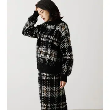 AZUL by MOUSSY 체크 무늬 터틀넥 스웨터