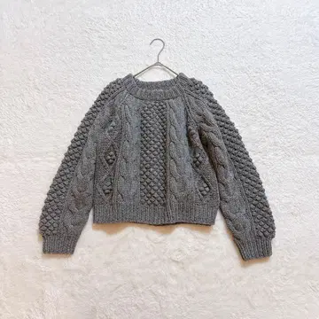 클라네 CLANE 케이블 니트 크루넥 풀오버 숏 그레이