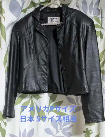 블랙 숏 가죽 재킷 P S 사이즈 상당 미국제 FIRENZE 어깨 패드