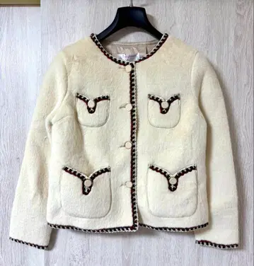 [택 포함 미사용 새상품] 노카라 퍼 자켓 아이보리