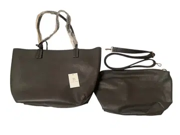 미사용 새상품 가죽 느낌 다크 그레이 토트백 대용량 A4 숄더백