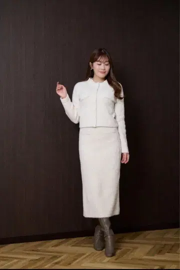 herlipto Corinthia Shaggy Knit Set white