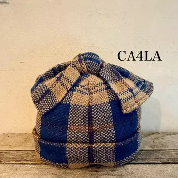 CA4LA 체크 무늬 니트 모자