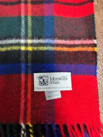 새상품급 Johnstons 로얄 스튜어트 타탄 체크 캐시미어 스톨