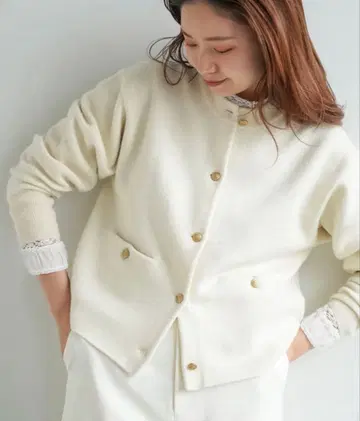 IENA 이에나 화이트 더블 페이스 니트 가디건