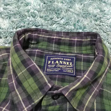 FLANNEL 그린 계열 체크 플란넬 셔츠 XL