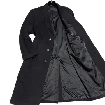 캐시미어 혼방 체스터 코트 96-A7 롱 블랙 Portanza 비즈니스