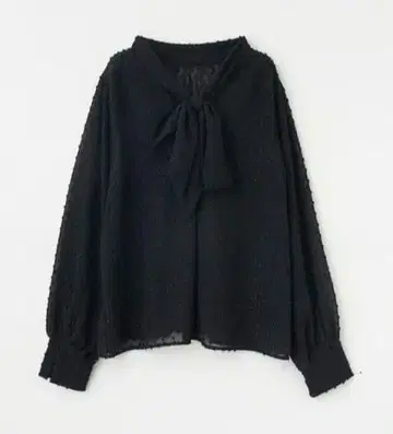 스트라 도트 자카드 보타이 블라우스