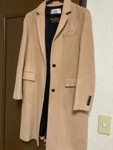 새상품급 맥피 캐시미어 혼방 체스터 코트 이탈리아 원단 S 베이지