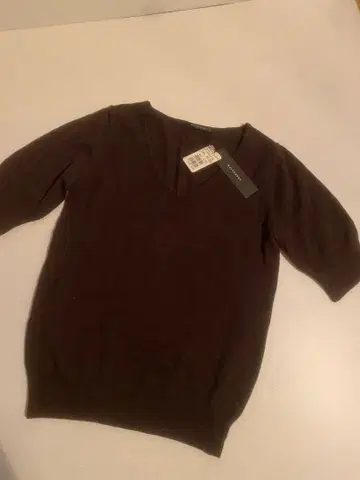 MAITRESSE 다크 브라운 V넥 반팔 니트 38
