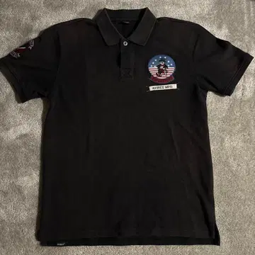 AVIREX 블랙 피케 셔츠 XL