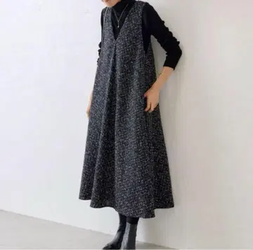 BEARDSLEY 비어즐리 트위드 플레어 원피스 블랙 0 사이즈