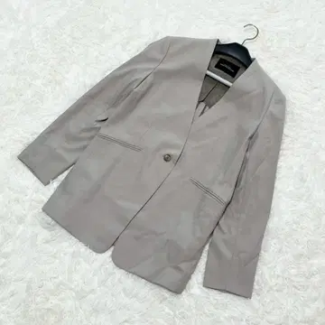 UNITED ARROWS 노카라 자켓 1 버튼 고급 그레이 베이지