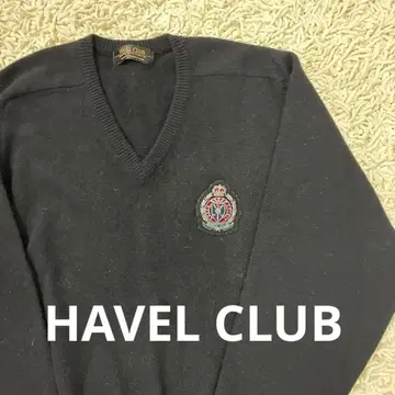 HAVEL CLUB 블랙 V넥 스웨터 엠블럼 포함