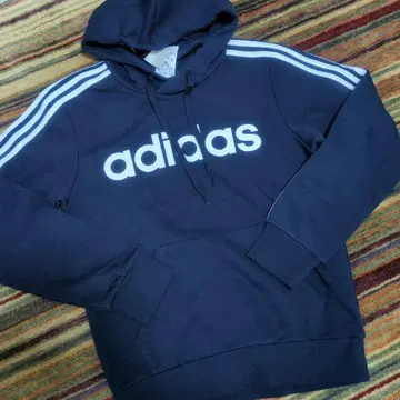 반값! 미사용 adidas 속기모 로고 후드티 S 스테디셀러 네이비