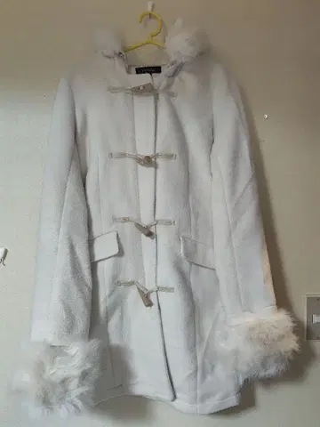 rienda 후드 부착 화이트 롱 코트