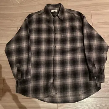 FREAK'S STORE 옴브레 체크 긴팔 셔츠 블랙