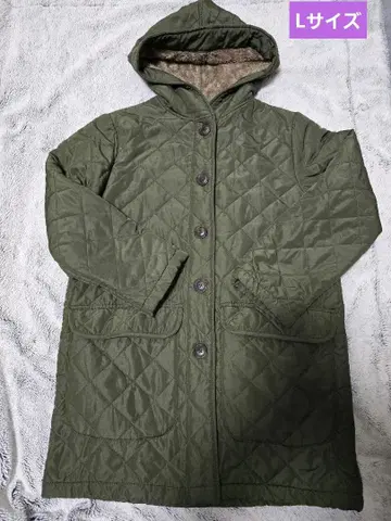 올리브 그린 퀼팅 코트