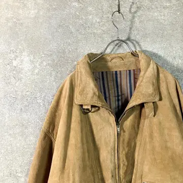 블루종 베이지 스웨이드 점퍼 풀 집업 아우터