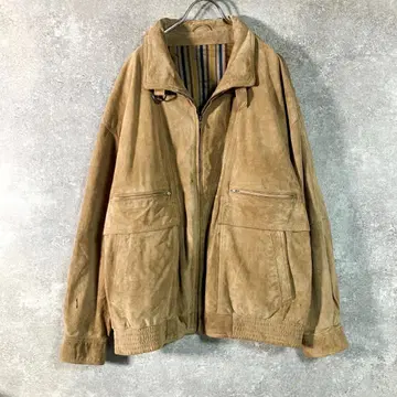 아르헨티나제 가죽 블루종 베이지 스웨이드 풀 집업 아우터