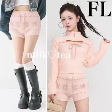 택 포함 새상품 다리치 노르딕 니트 숏팬츠 FL 핑크