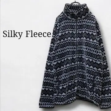 실키 플리스 자켓 (LL) 빅 사이즈 기하학 패턴 풀 집업 하이넥