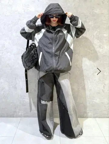 PAGE BOY 컬러 절개 블루종 그레이 계열 프리 사이즈