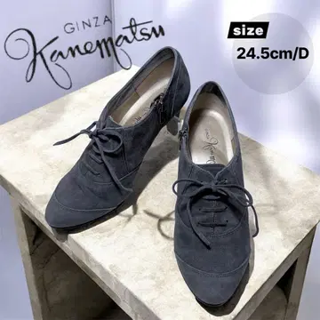 [ 새상품급 ] 긴자 카네마츠 레이스업 펌프스 24.5cm/D 스웨이드