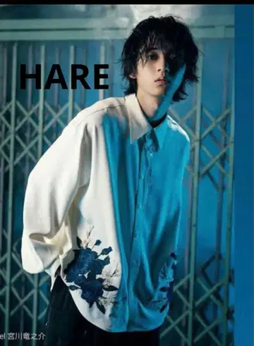 새상품급 HARE x Ado 콜라보 로즈 자수 셔츠 화이트 M