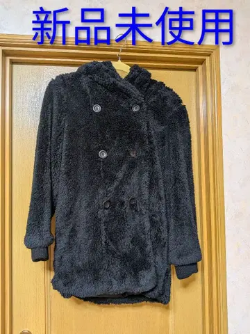 미사용 새상품 블랙 플리스 자켓 더블 브레스트