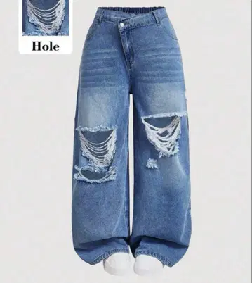 빅 사이즈 데미지 데님