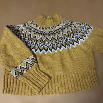 노르딕 무늬 머스타드 니트 스웨터